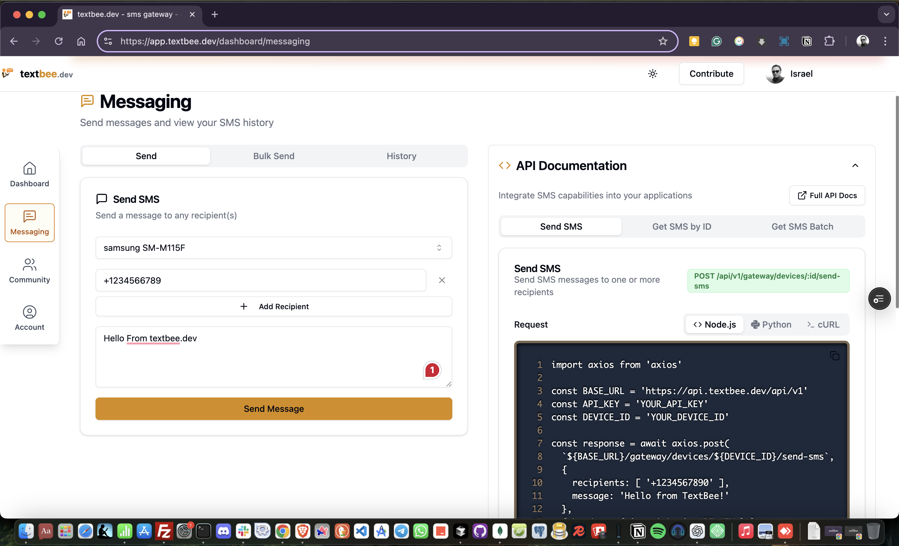 Media TextBee.dev Messaging v2.6 - alternatif Twillio sumber terbuka 3