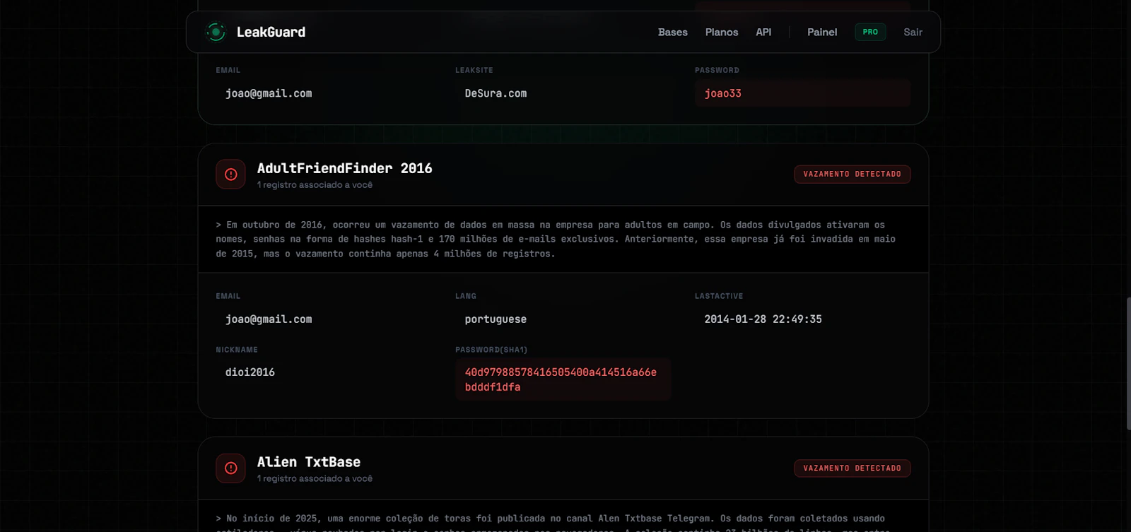 LeakGuard - Dark Web & Data Monitoring screenshot 1