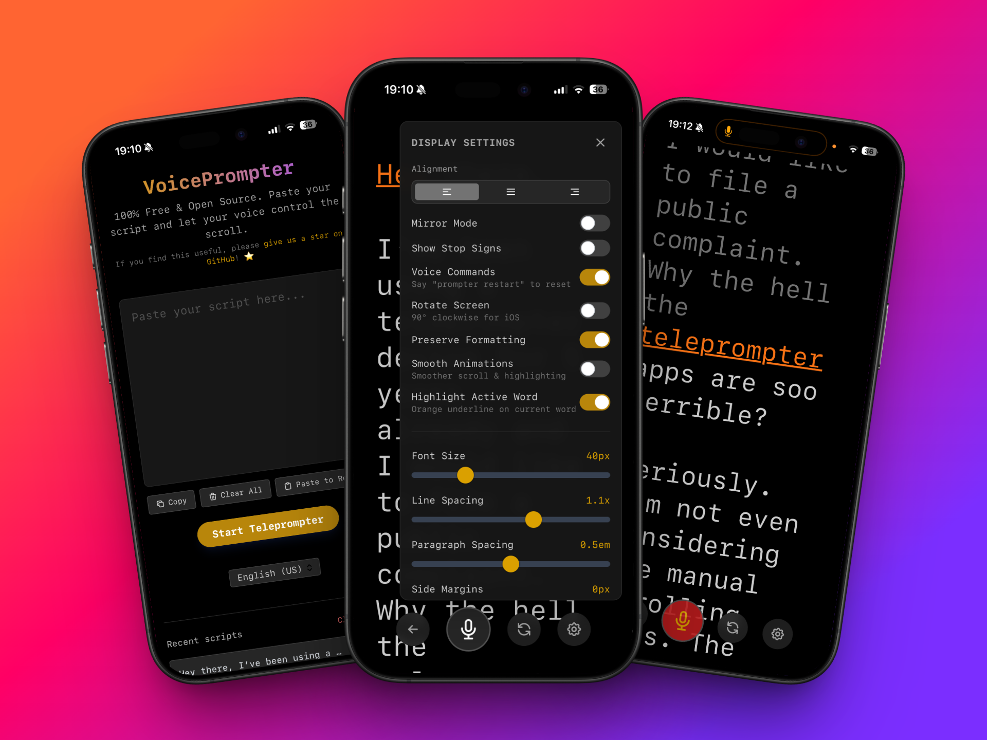 VoicePrompter - Main product screenshot demonstrating key features and user interface