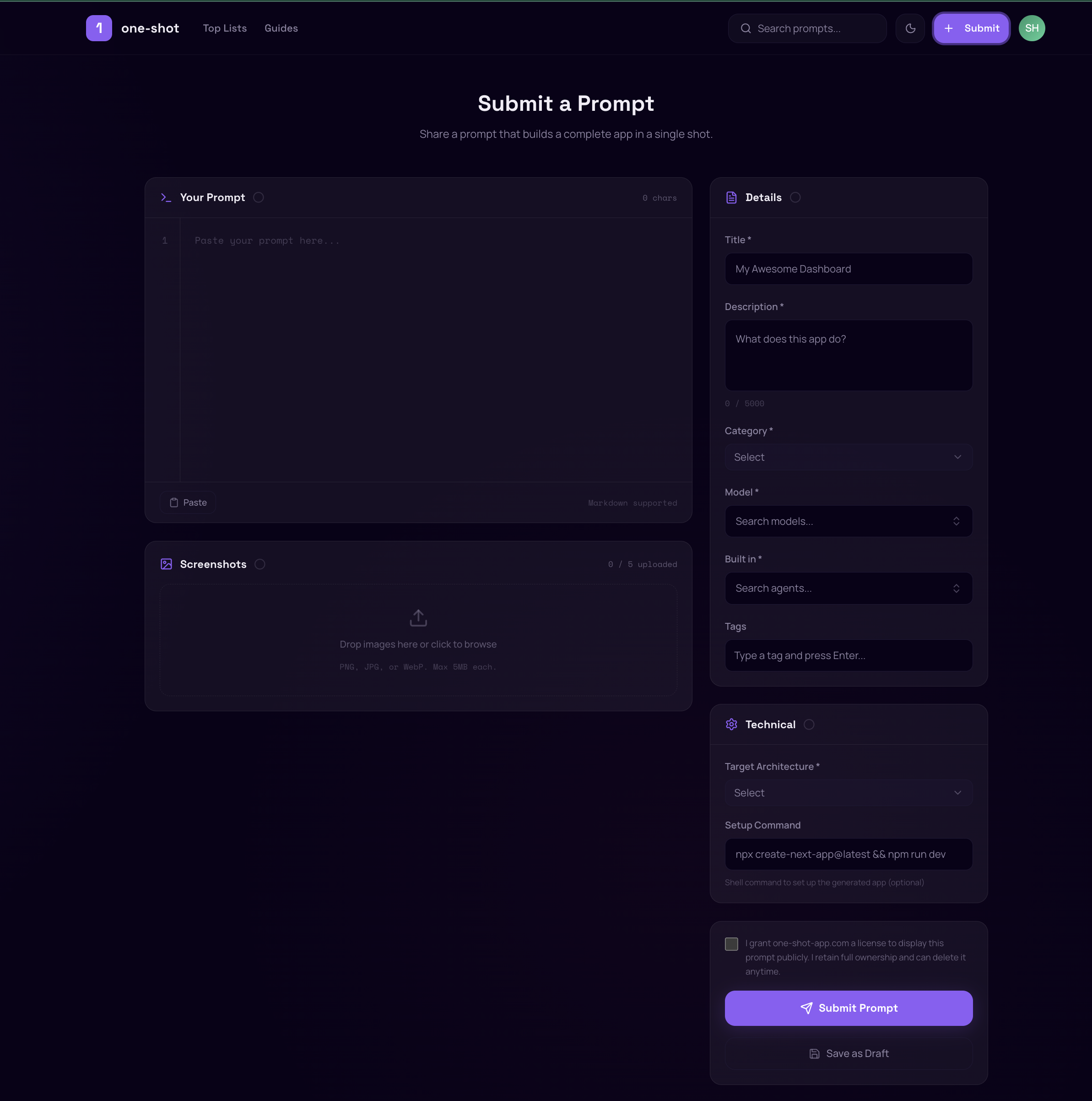 one-shot-app.com - Screenshot 3 showing product features and functionality