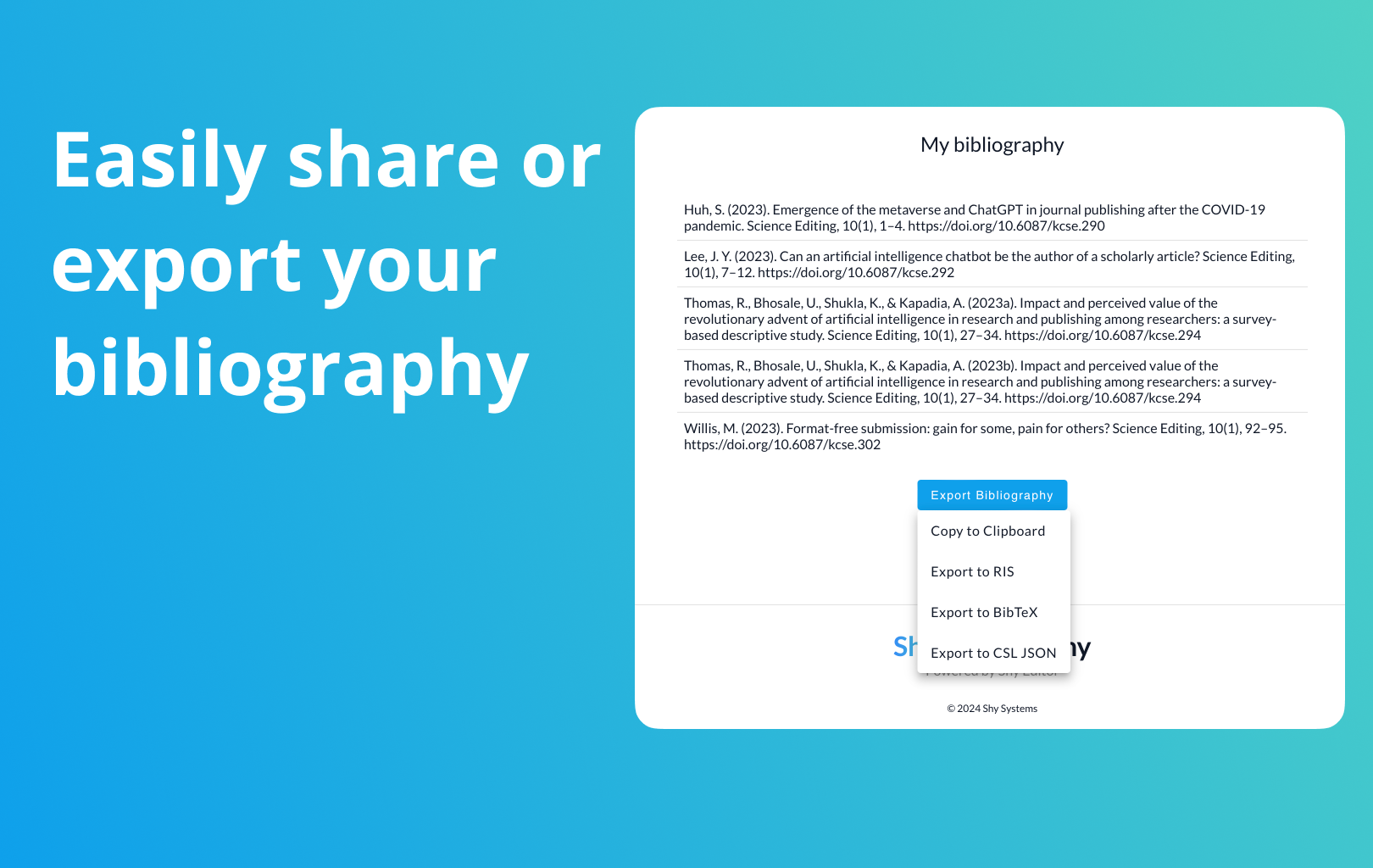 ShyBib by Shy Editor - Fast, free bibliography generator media 4