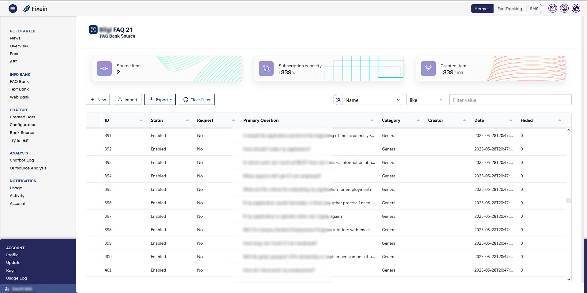 Fixein Hermes Chatbot - Screenshot 4 showing product features and functionality