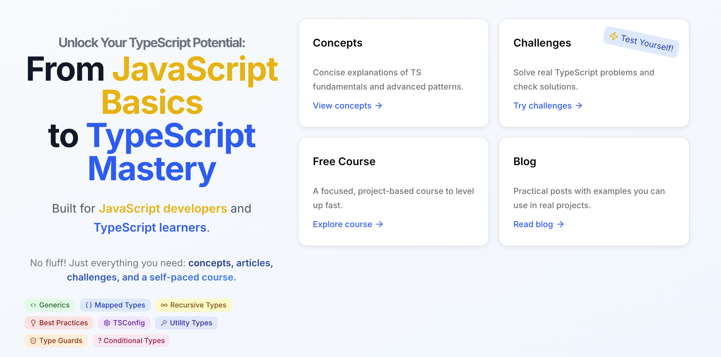 TypeScriptPro: TypeScript Knowledge Hub - Concepts, blog, challenges, course medya 1
