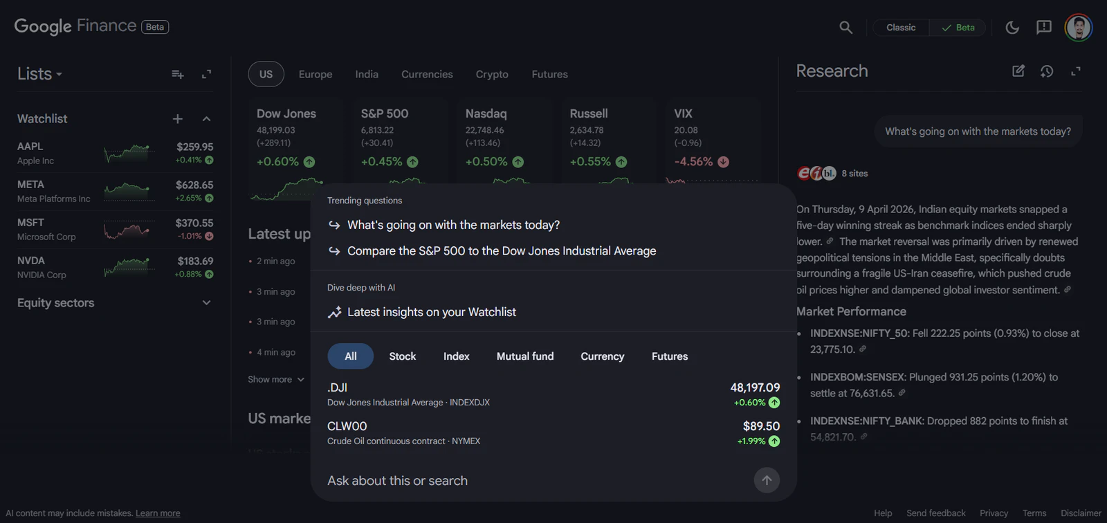 Google Finance screenshot 4