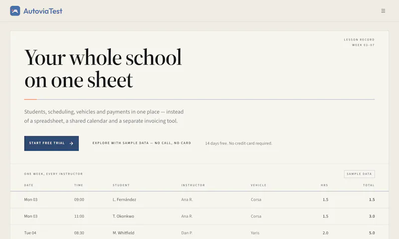 AutoviaTest for Schools screenshot 2