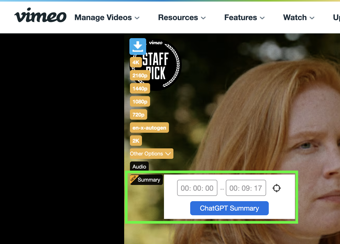 Vimeo के लिए चैट - Vimeo वीडियो सारांश उत्पन्न करने के लिए CHATGPT को एकीकृत करें मीडिया 1