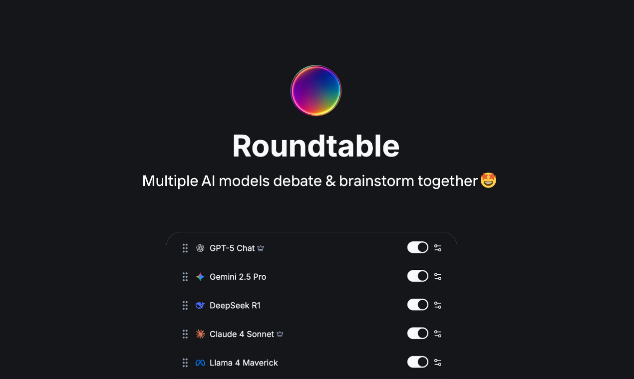 Roundtable.now - Modelli di AI multipli che discutono e brainstorming insieme 🤩 media 2