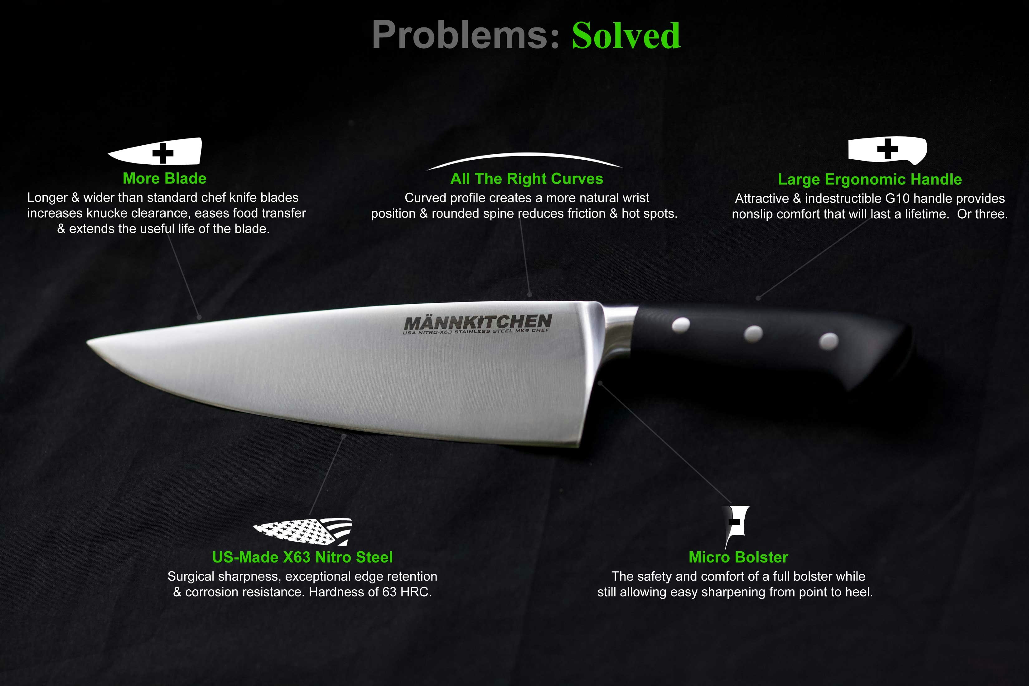 MK9 Nitrogen Steel Chef Knife gallery image
