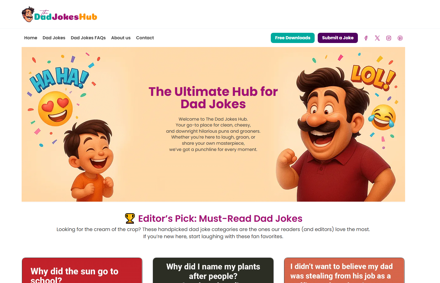 The Dad Jokes Hub - 1000+ clean dad jokes to groan, giggle & share media 1