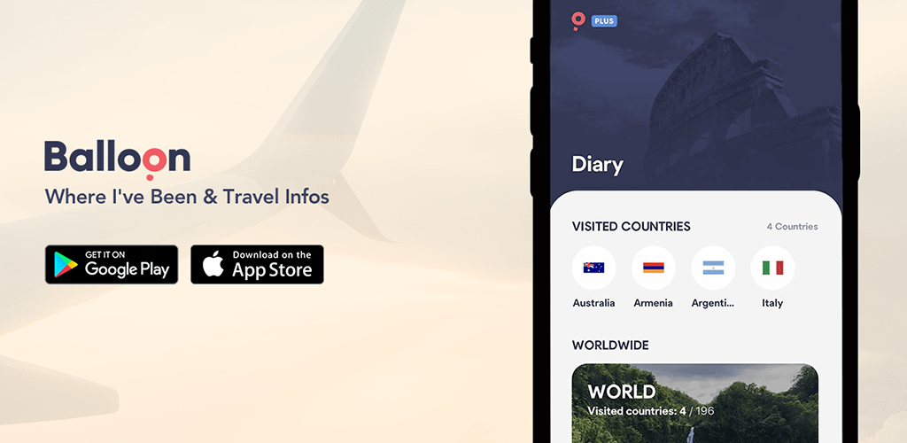 Balloon: Tracking your Visited Countries - Main product screenshot demonstrating key features and user interface