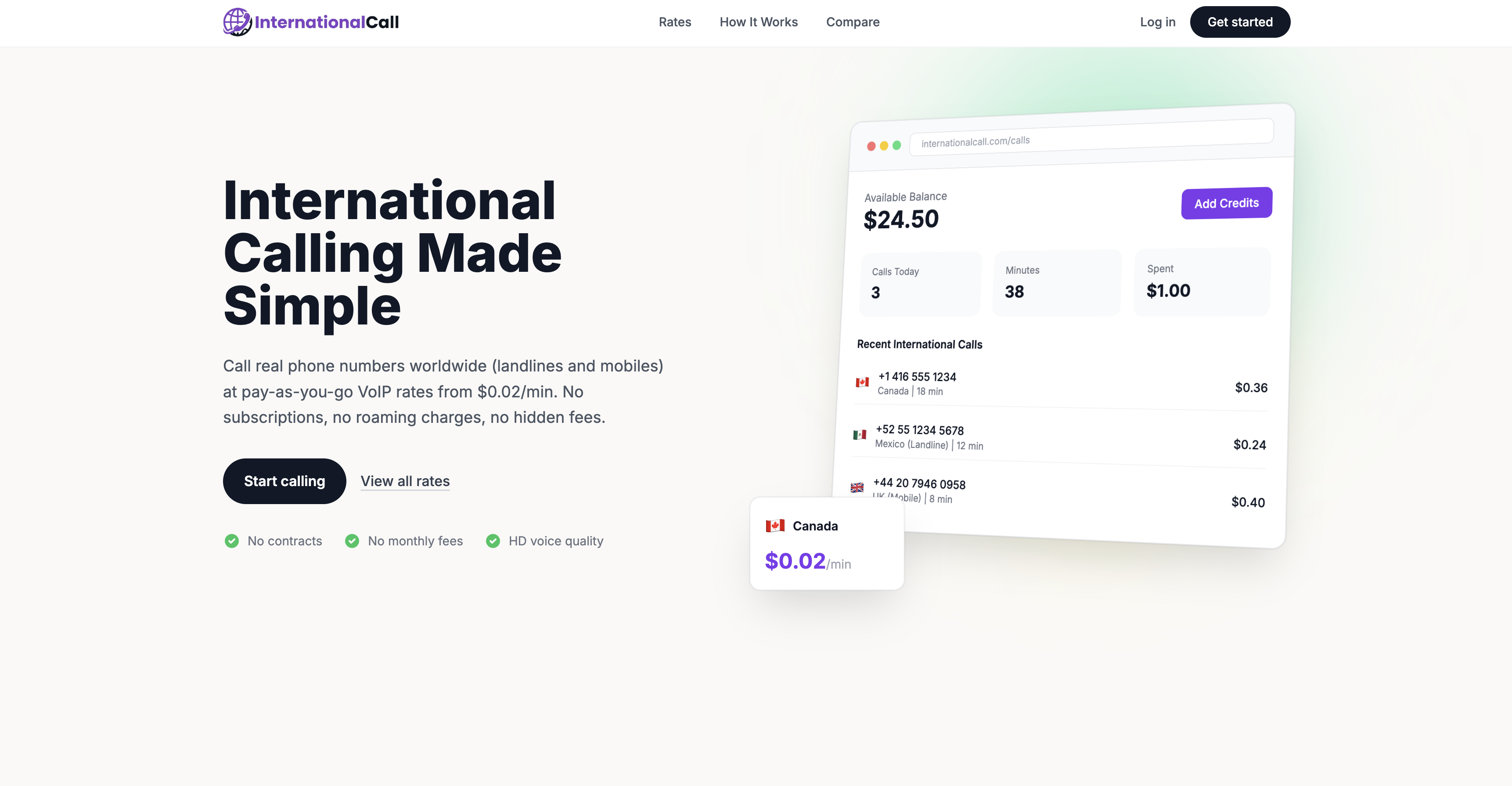 InternationalCall - Screenshot 2 showing product features and functionality
