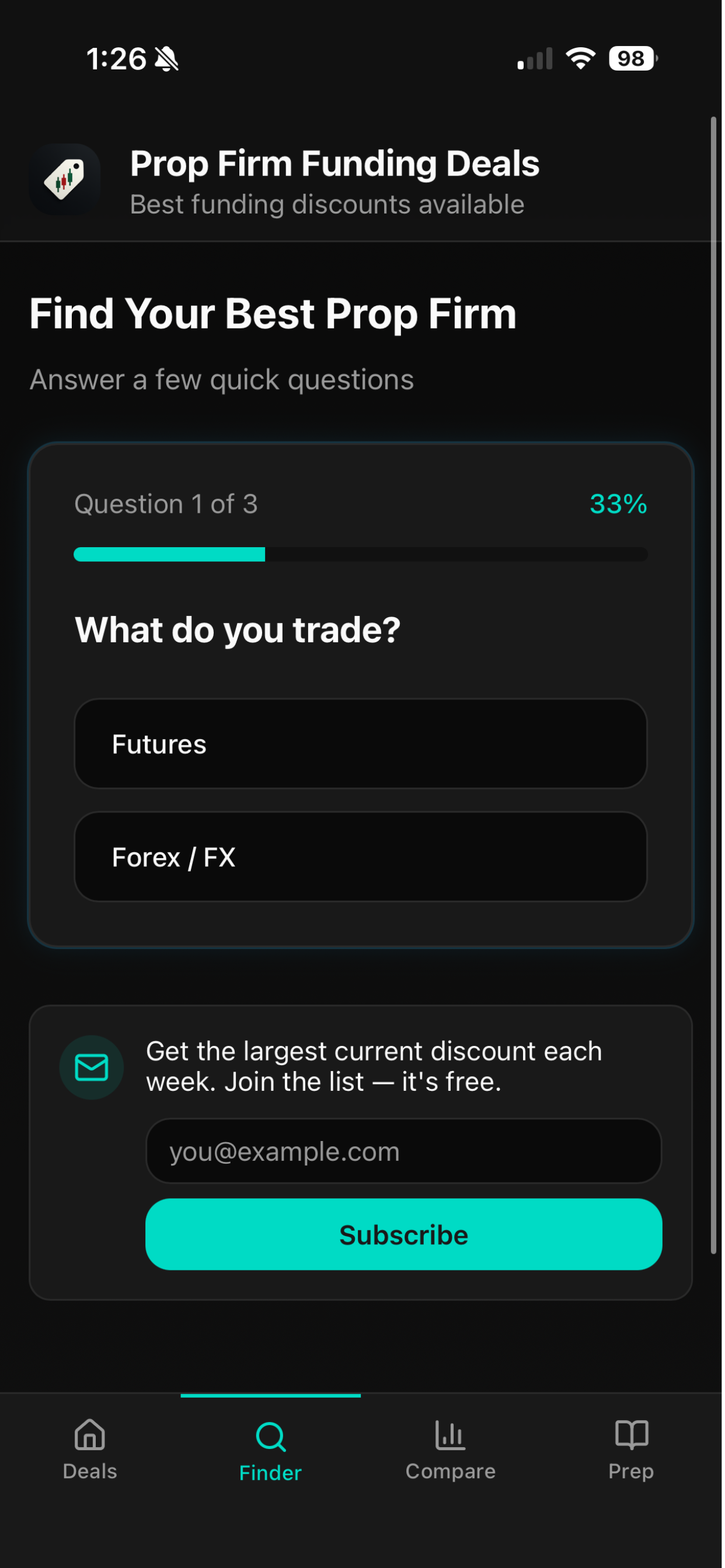 Prop Firm Deal Finder - Screenshot 4 showing product features and functionality
