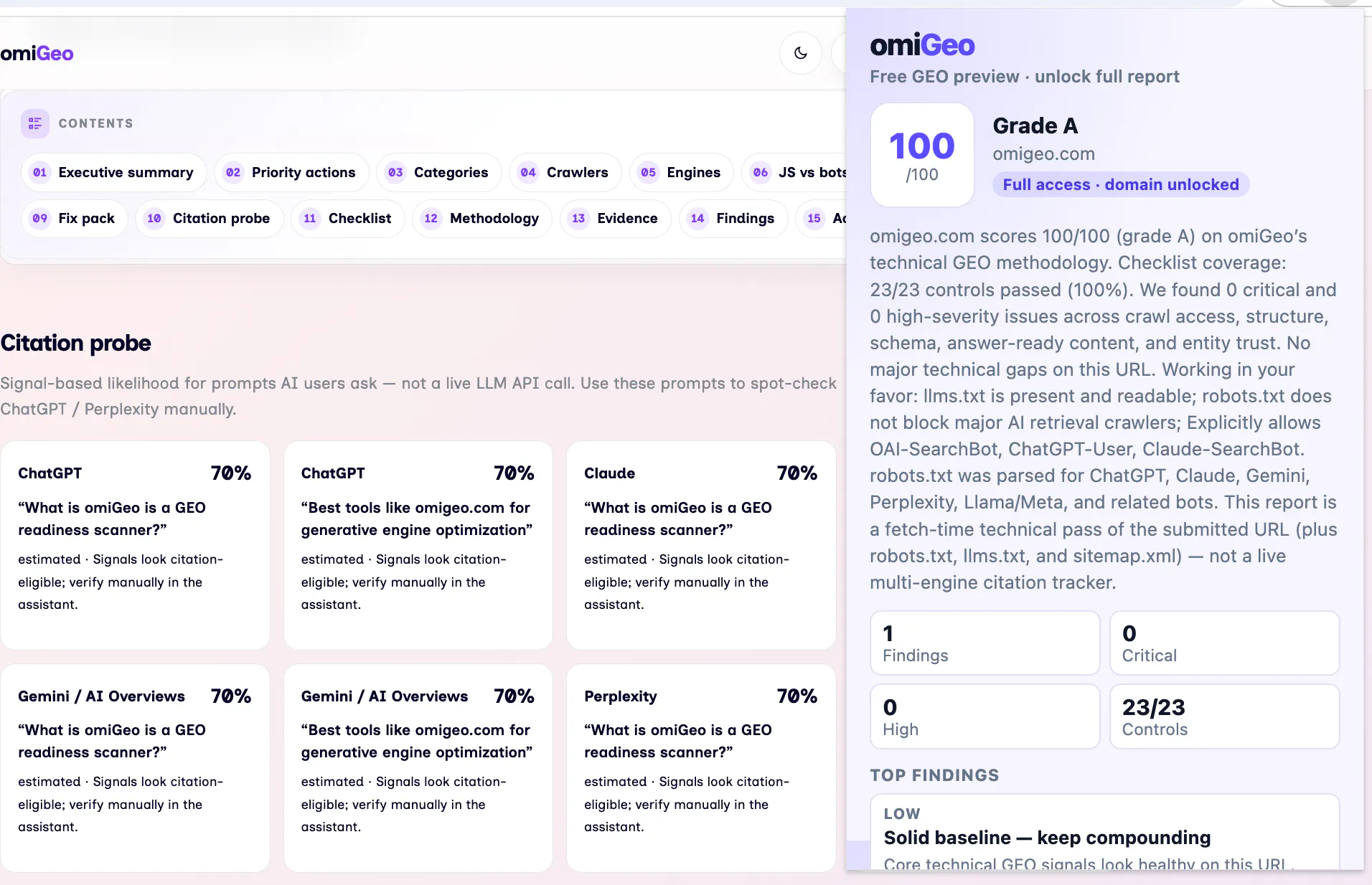 omiGeo — GEO Readiness Scanner gallery image