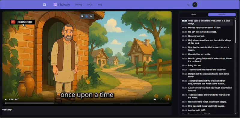 Vid2notes screenshot 2