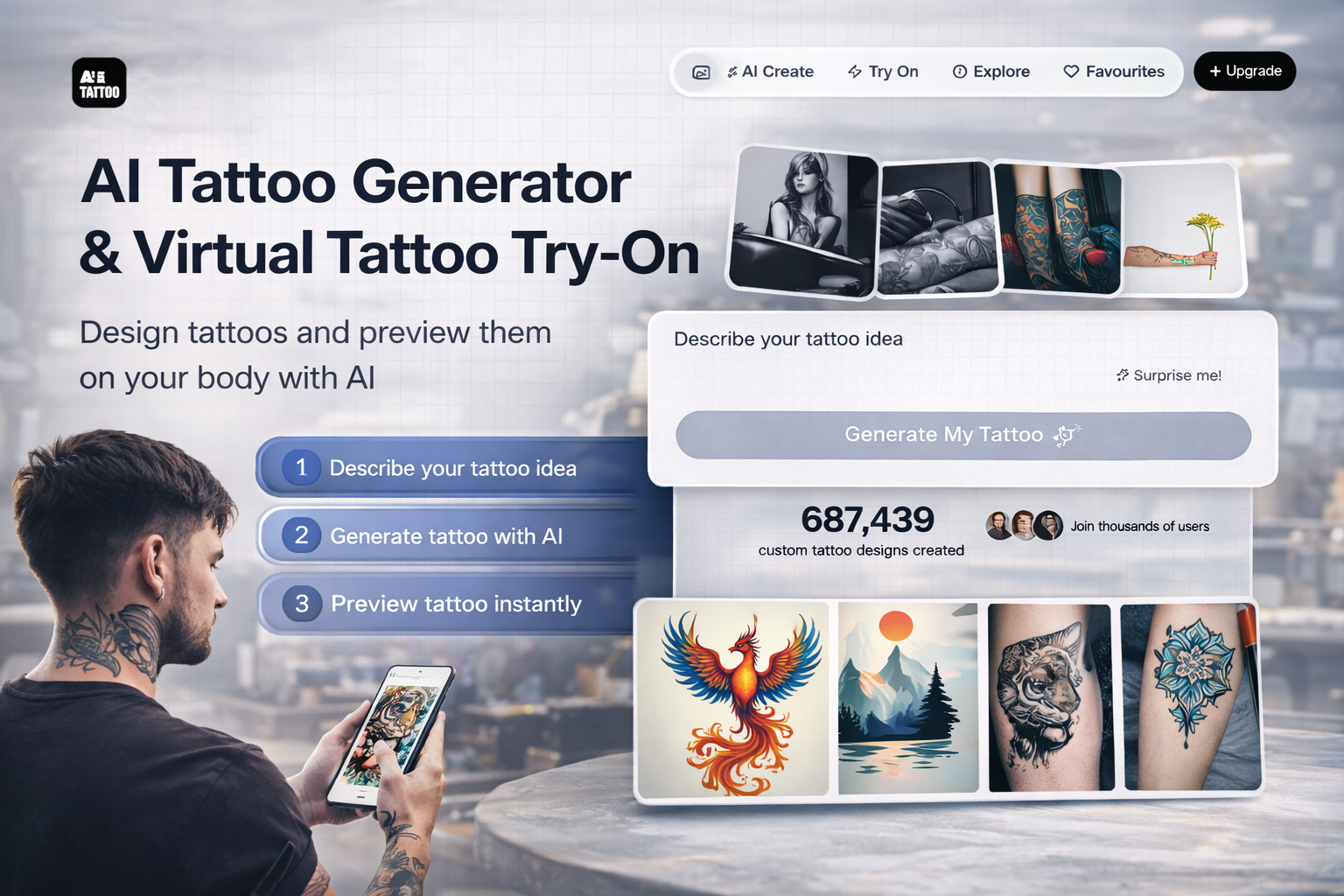 AI For Tattoo Generator and Try On - Screenshot 2 showing product features and functionality
