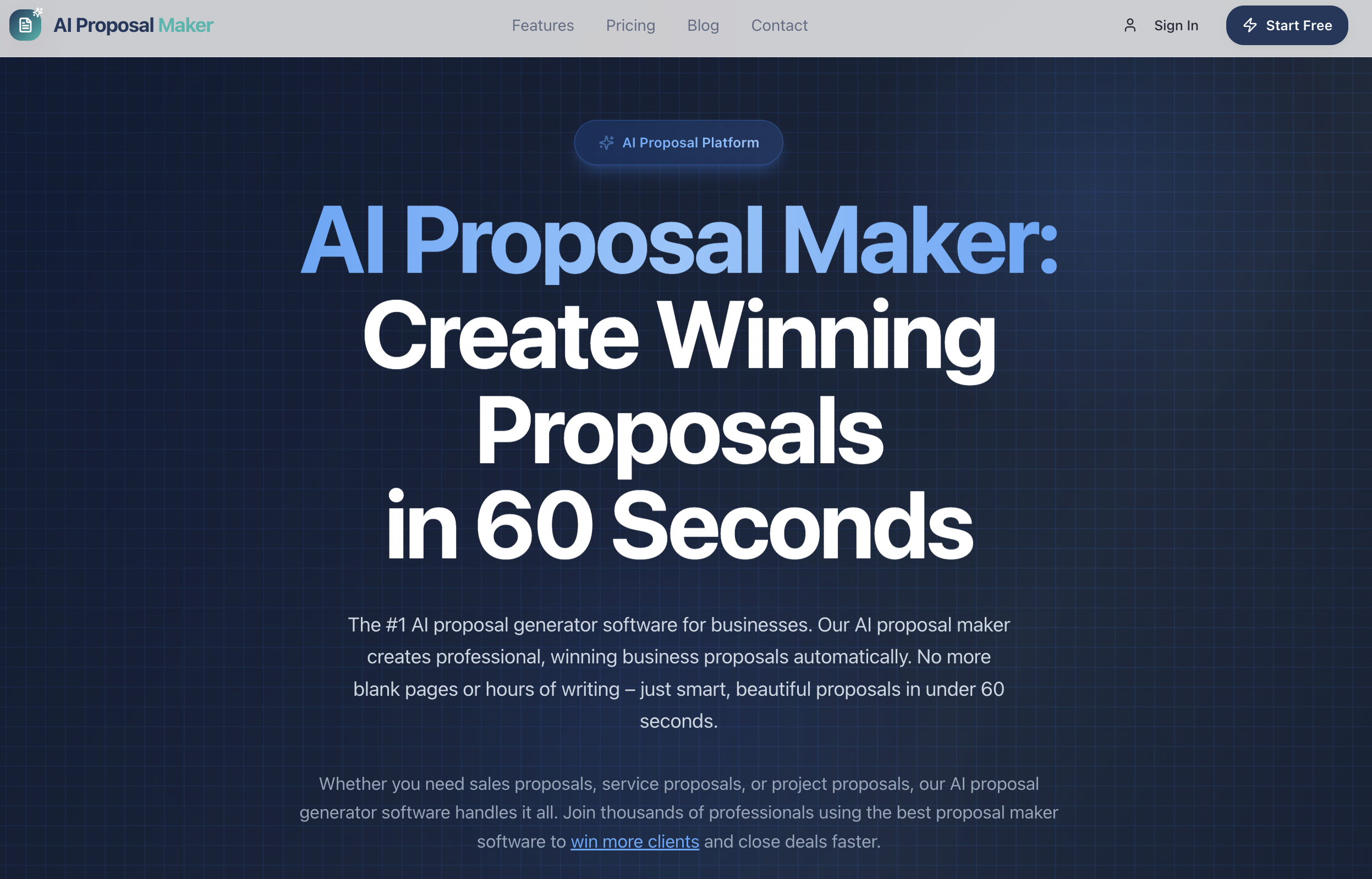 AI Proposal Maker - Main screenshot showing features and interface