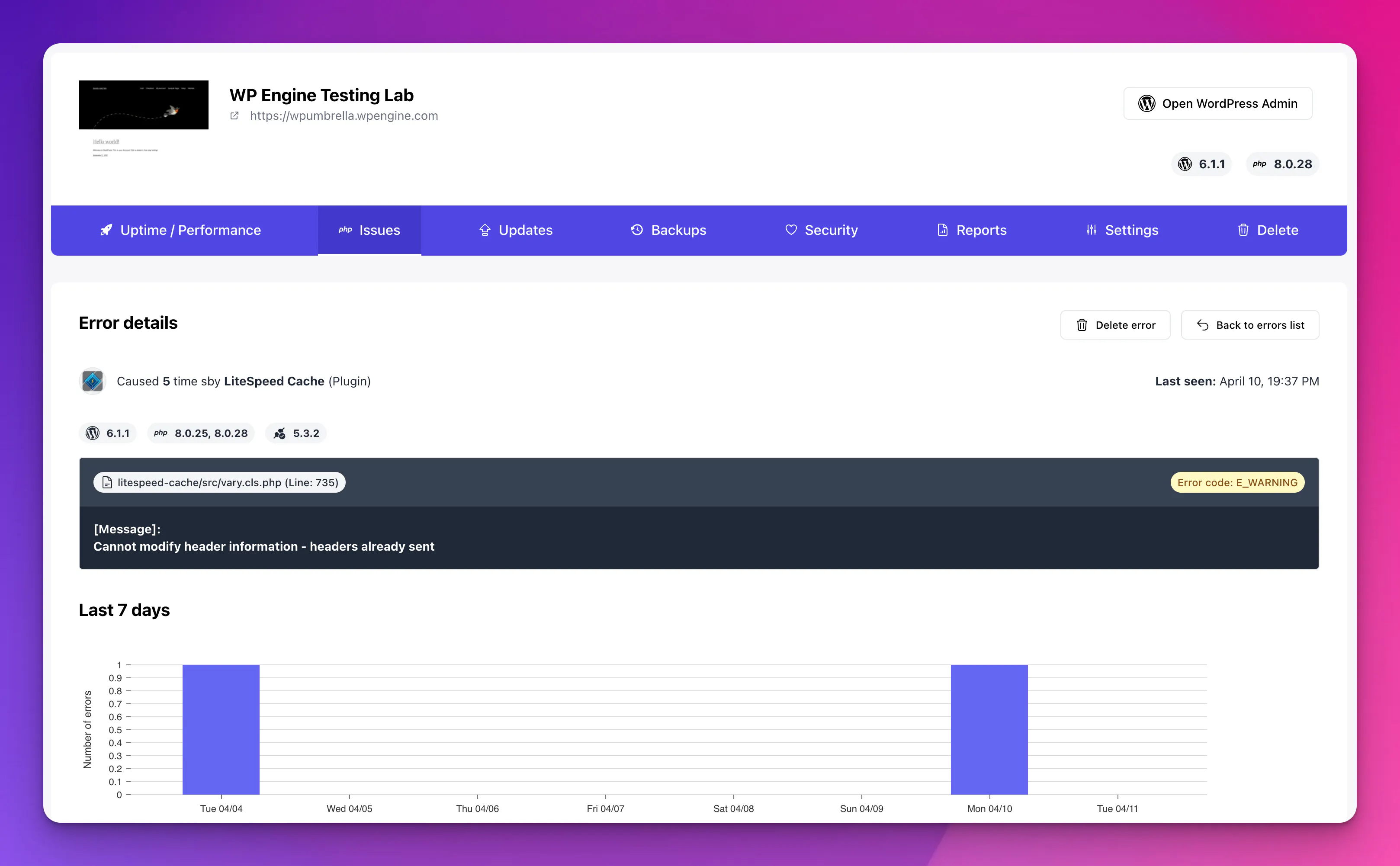 WP Umbrella screenshot