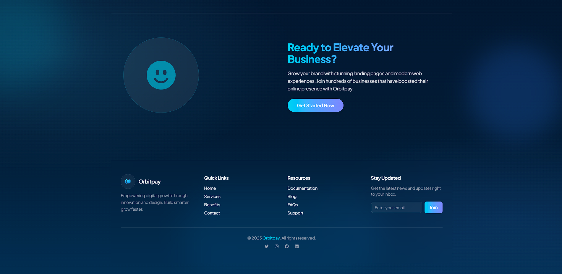 Futuristic React Landing Page Template gallery image