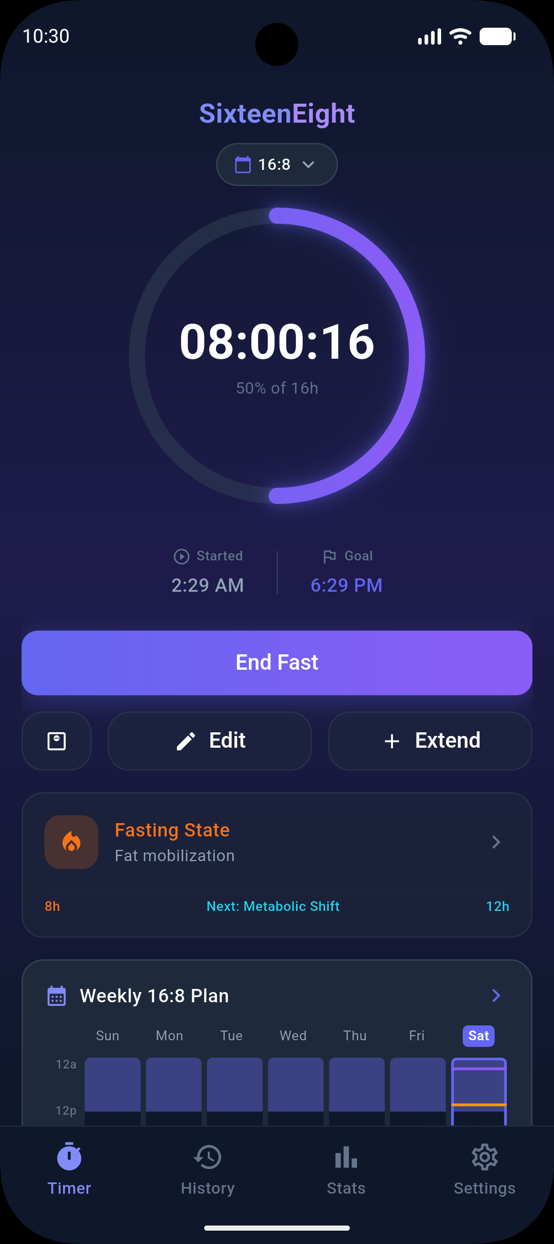 SixteenEight Fasting Tracker - Screenshot 5 showing product features and functionality