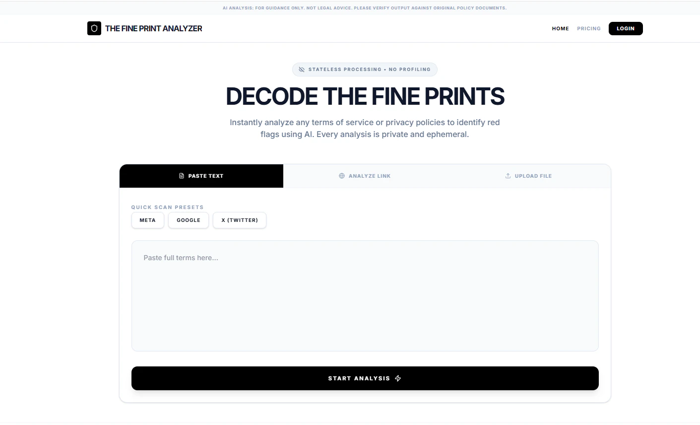 The Fine Print Analyzer logo