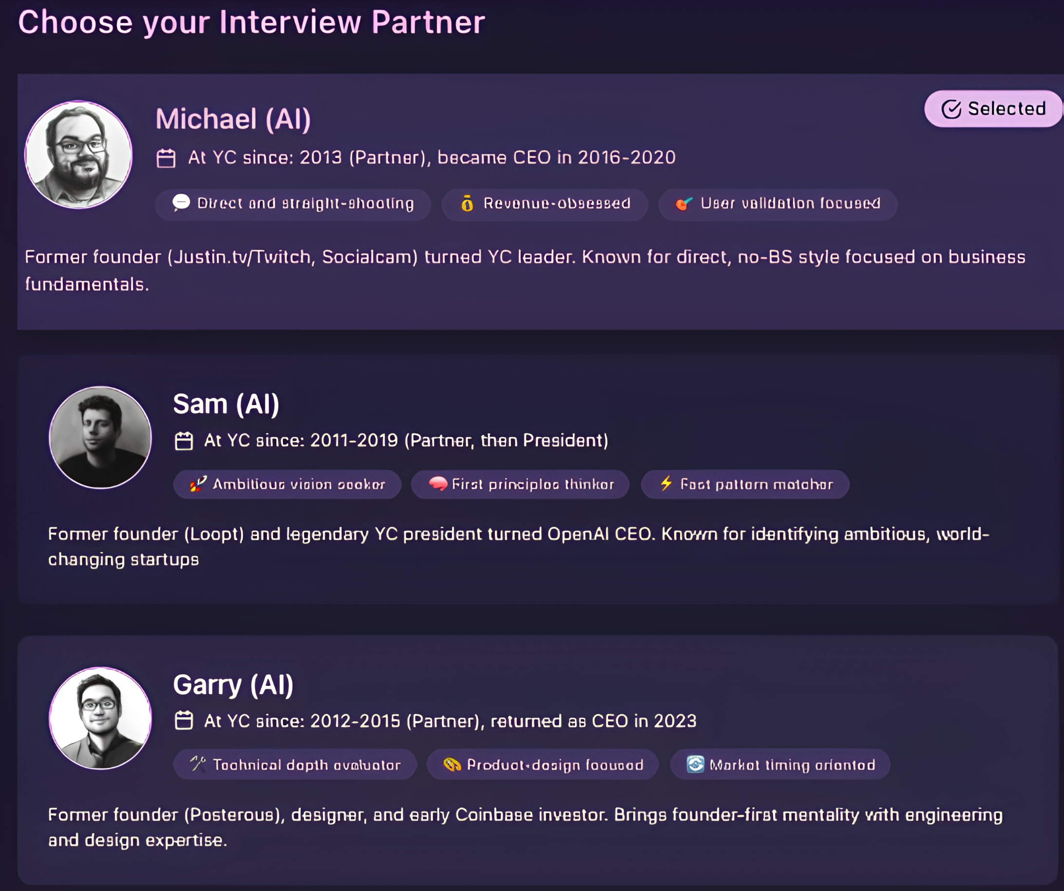 startuptile YC Interview Simulator 2.0-YC interview prep at its BEST - Pitch reflect & improve 