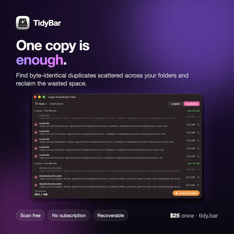 TidyBar screenshot 5