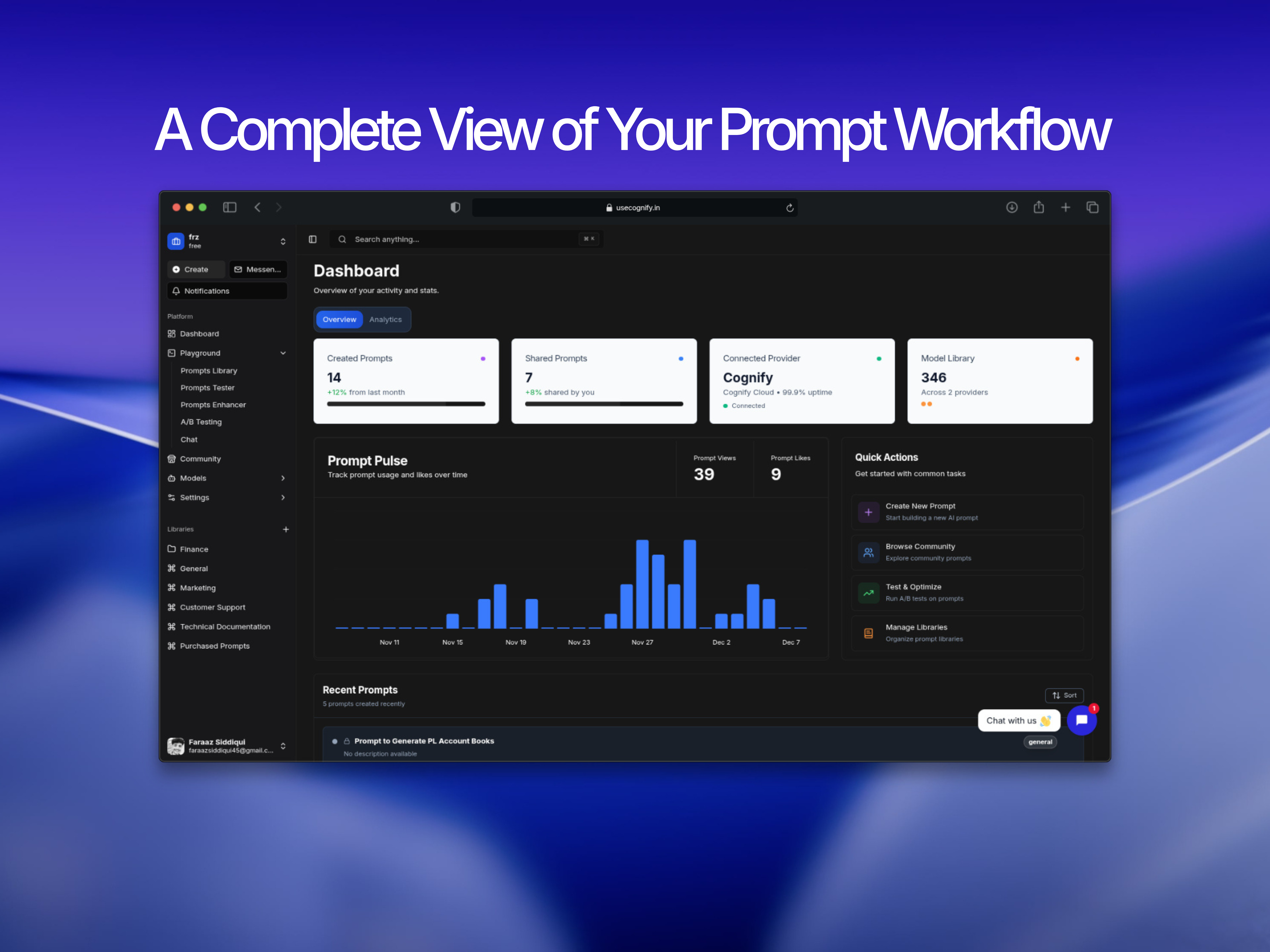 Cognify - AI Prompting Platform - Main product screenshot demonstrating key features and user interface