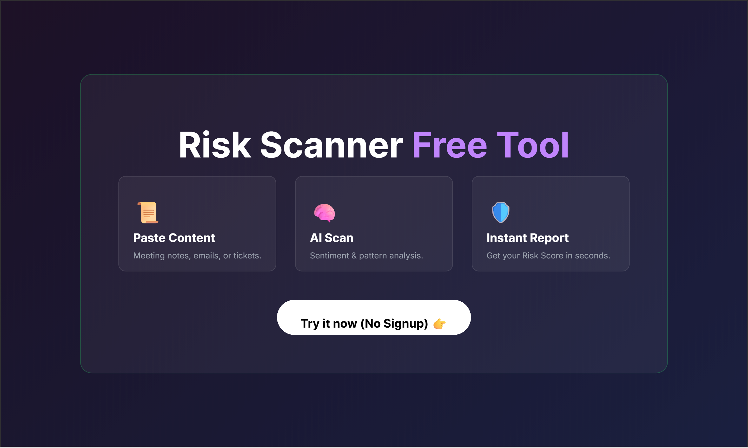 Project Assistant Risk Scanner - Screenshot 3 showing product features and functionality