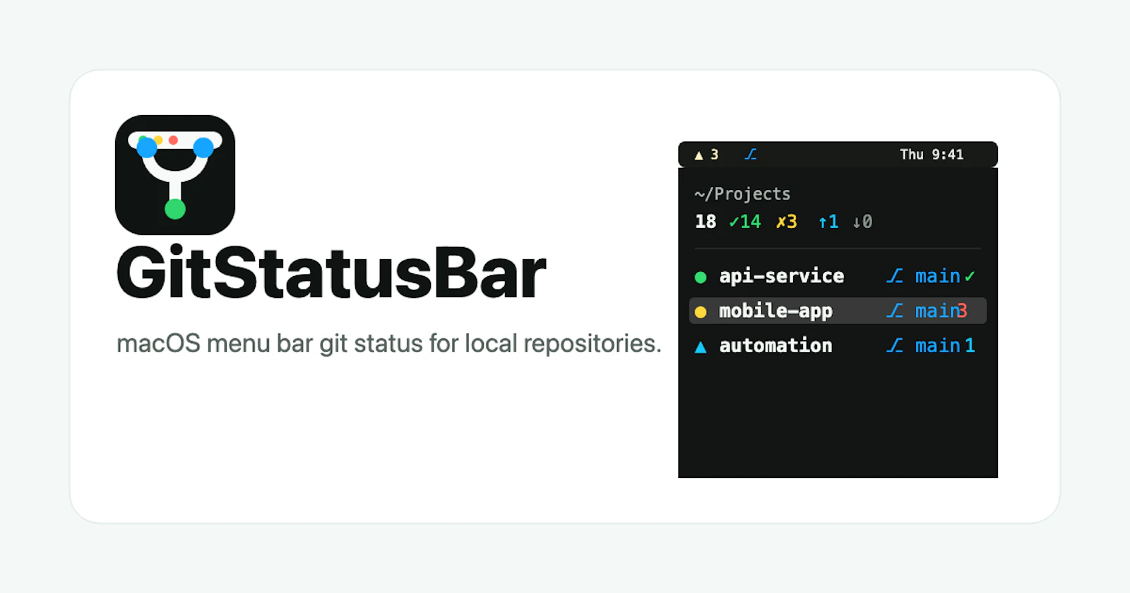 GitStatusBar screenshot 1
