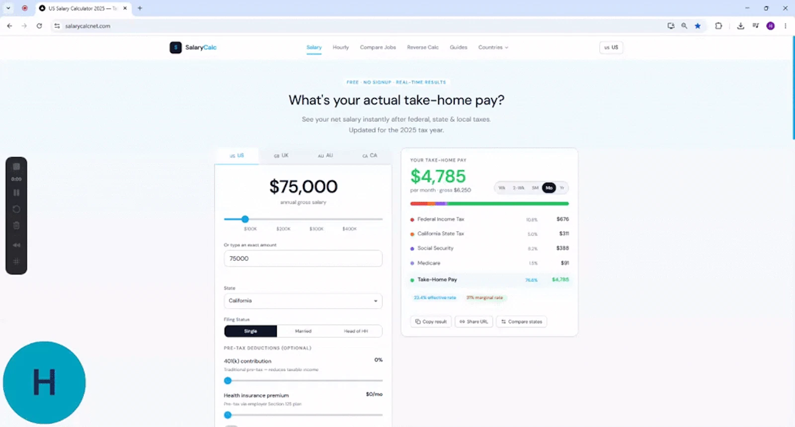 SalaryCalc screenshot 1 (video preview)