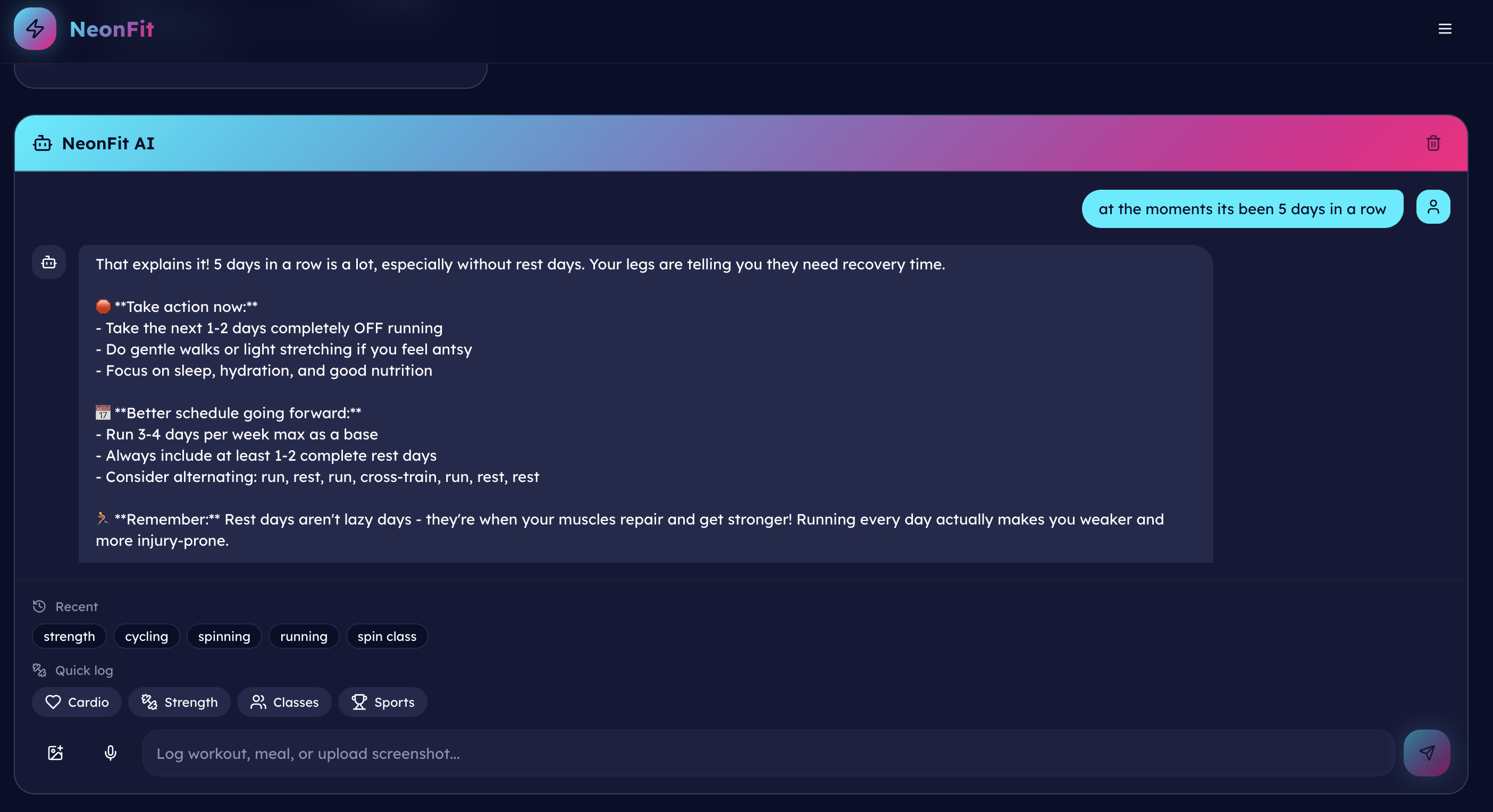 NeonFit - Screenshot 2 showing product features and functionality