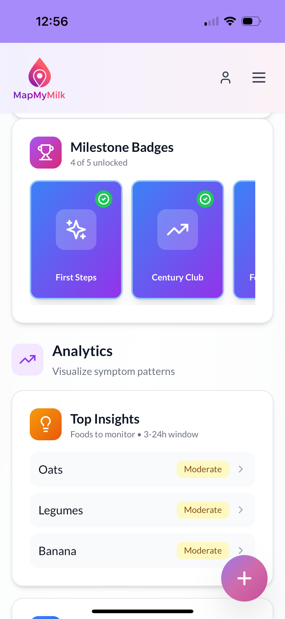 MapMyMilk: Tracking Infant Food Triggers - Screenshot 3 showing product features and functionality
