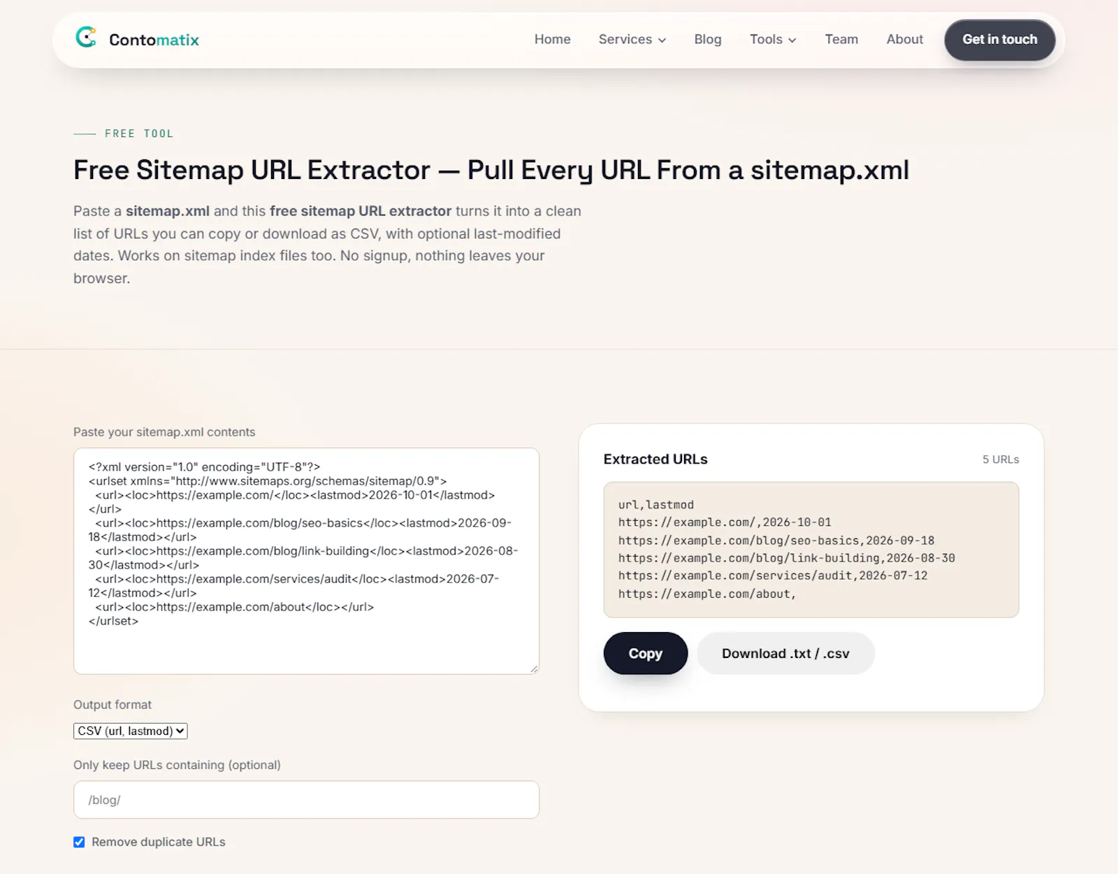 Contomatix Sitemap URL Extractor screenshot 2