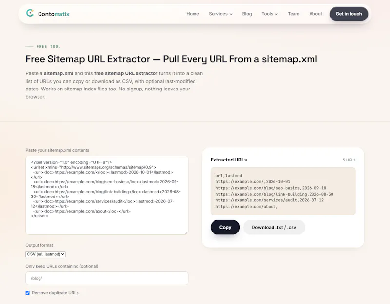 Contomatix Sitemap URL Extractor screenshot 2