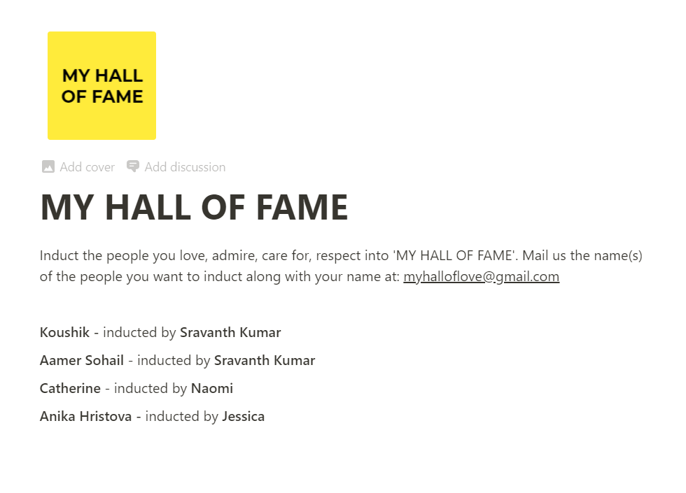 MY HALL OF FAME gallery image