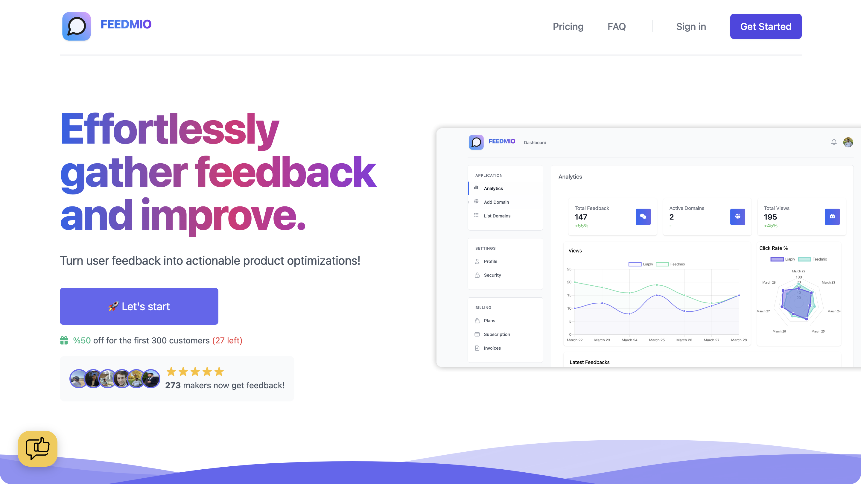 startuptile Feedmio-An easy fast way to gather customer feedback.