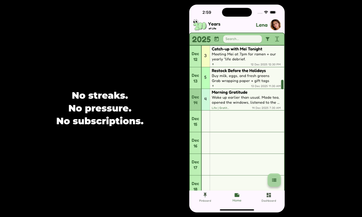 Hundredz: 100 Years of Life - Screenshot 3 showing product features and functionality