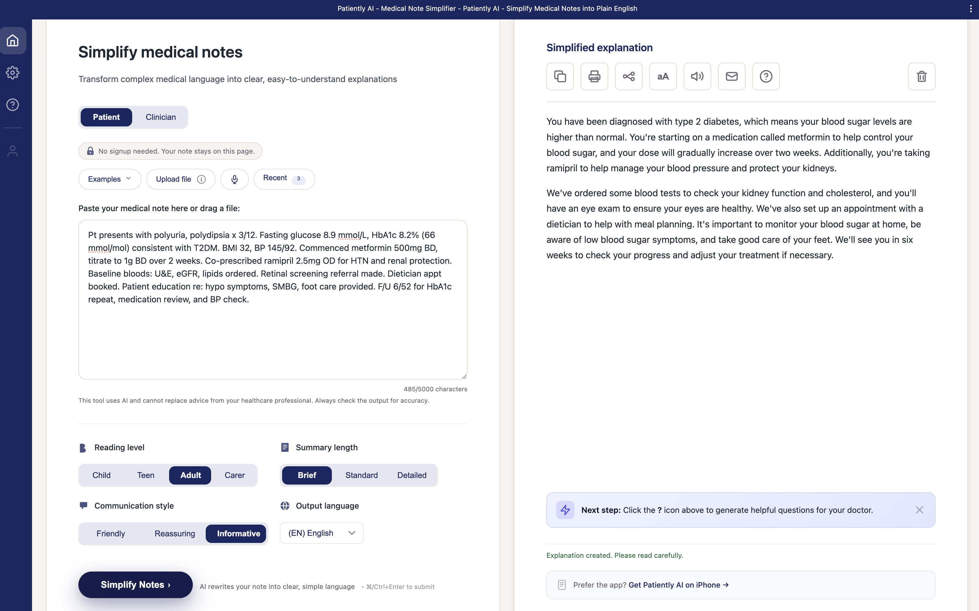 Patiently AI: Medical Notes Made Clear gallery image