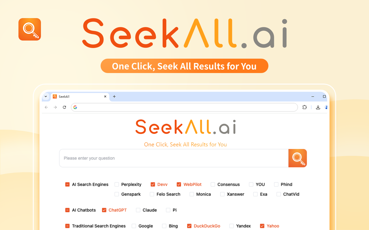 startuptile SeekAll-Search across multiple platforms in one tab even AI & YT