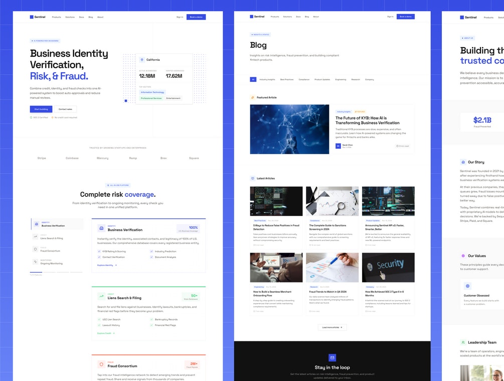 Sentinel — KYB & Fraud SaaS Template - Screenshot 3 showing product features and functionality