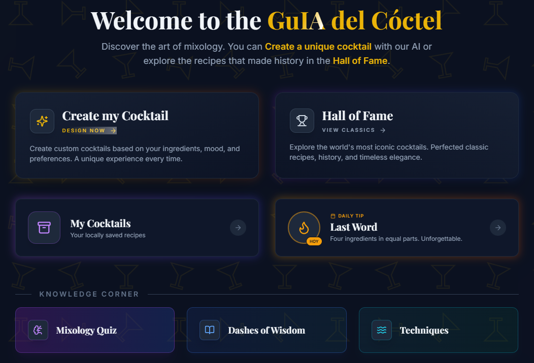 GuIA del Cóctel - Screenshot 2 showing product features and functionality