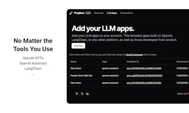 Imagen que muestra la facilidad de construir y mejorar aplicaciones LLM en plataformas favoritas con PlugBear.