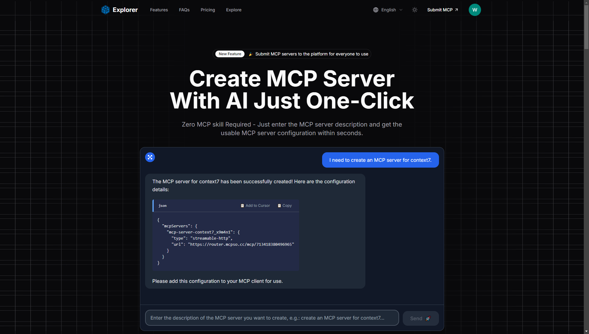 MCP Explorer - 🚀 Crea server MCP con AI solo un clic. media 3