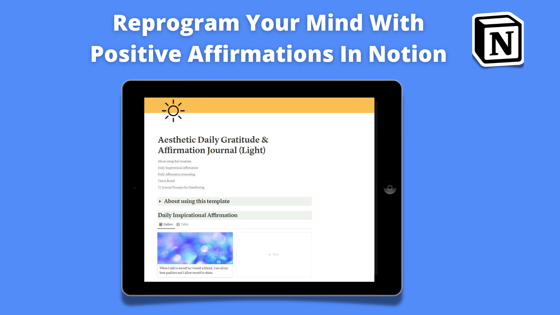 Gratitude & Affirmation Notion Journal