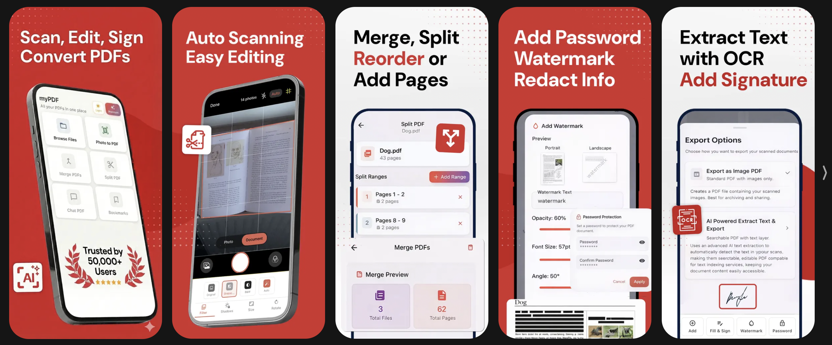 myPDF: Offline Scanner & Edit - Main product screenshot demonstrating key features and user interface