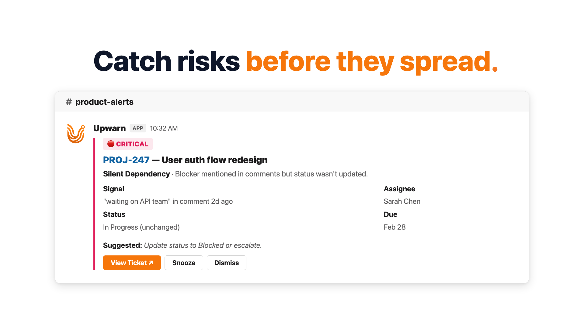 Upwarn - Screenshot 2 showing product features and functionality