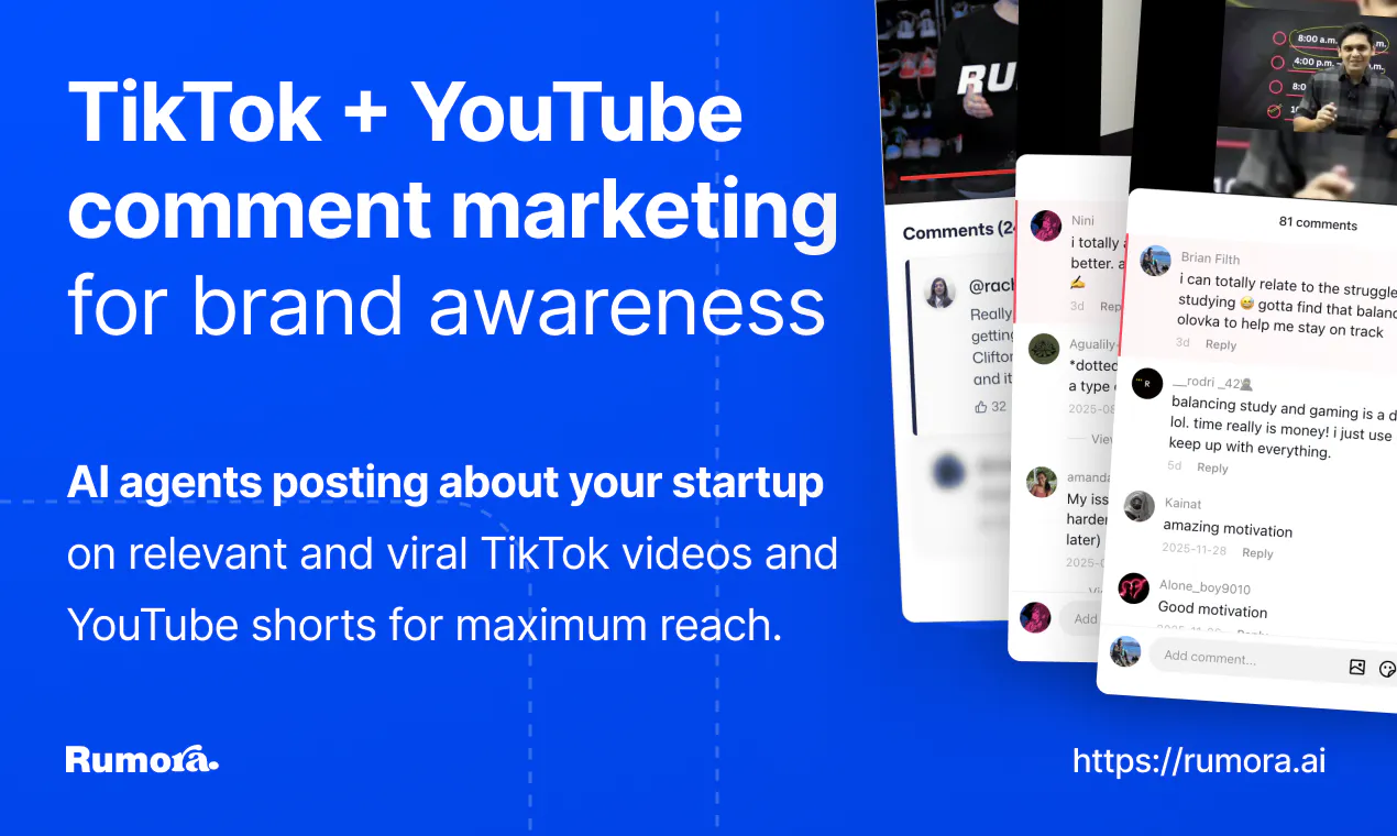 Rumora: Get mentioned in viral TikTok and YouTube video comments ...