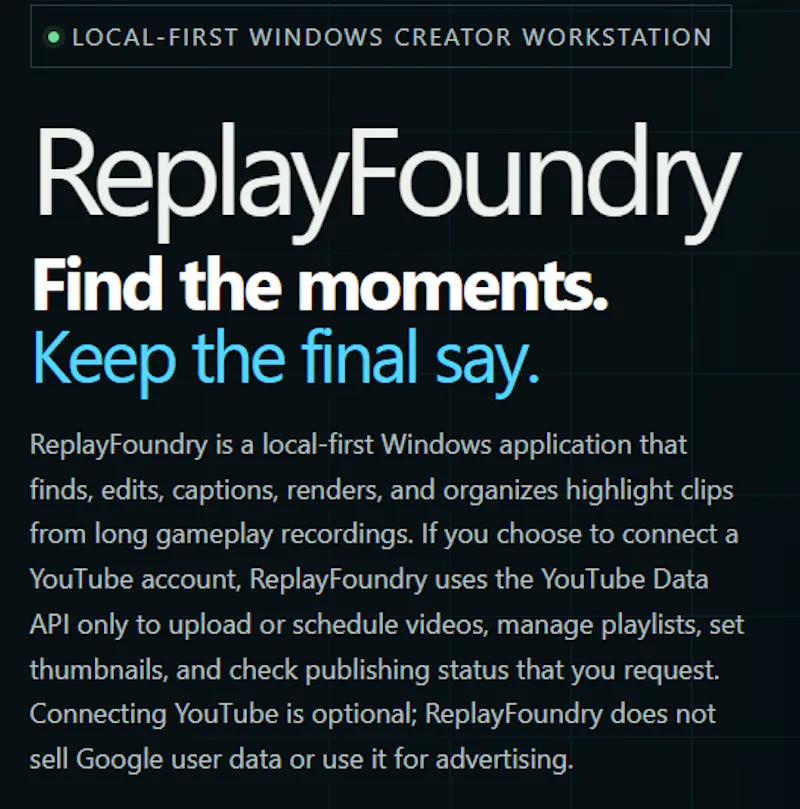 ReplayFoundry screenshot 2
