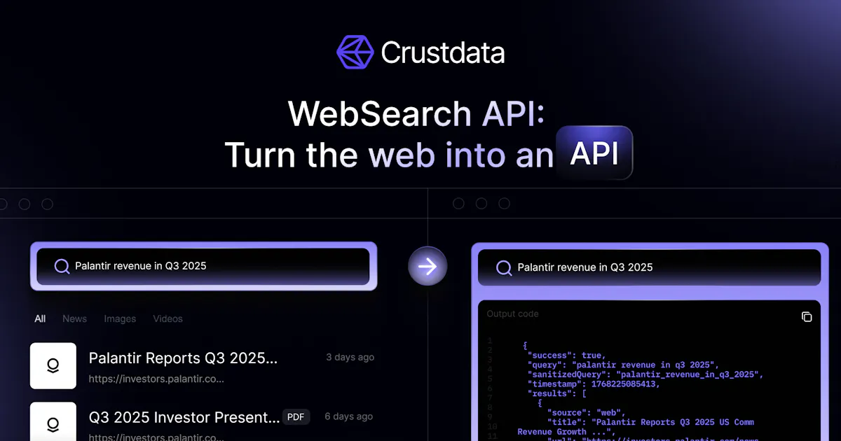 Web search API by Crustdata