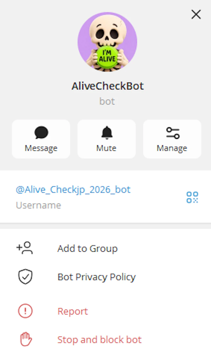 Are You Alive? Bot screenshot 2